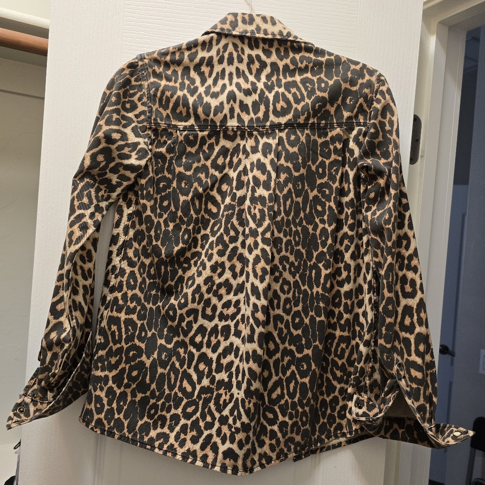 ALLSAINTS Ezra Leopard Print Snap Long Sleeved Jacket Top Size 0 - Picture 7 of 8